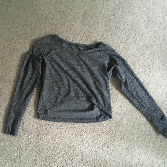 Grey cropped long sleeve top - Picture 1 of 3